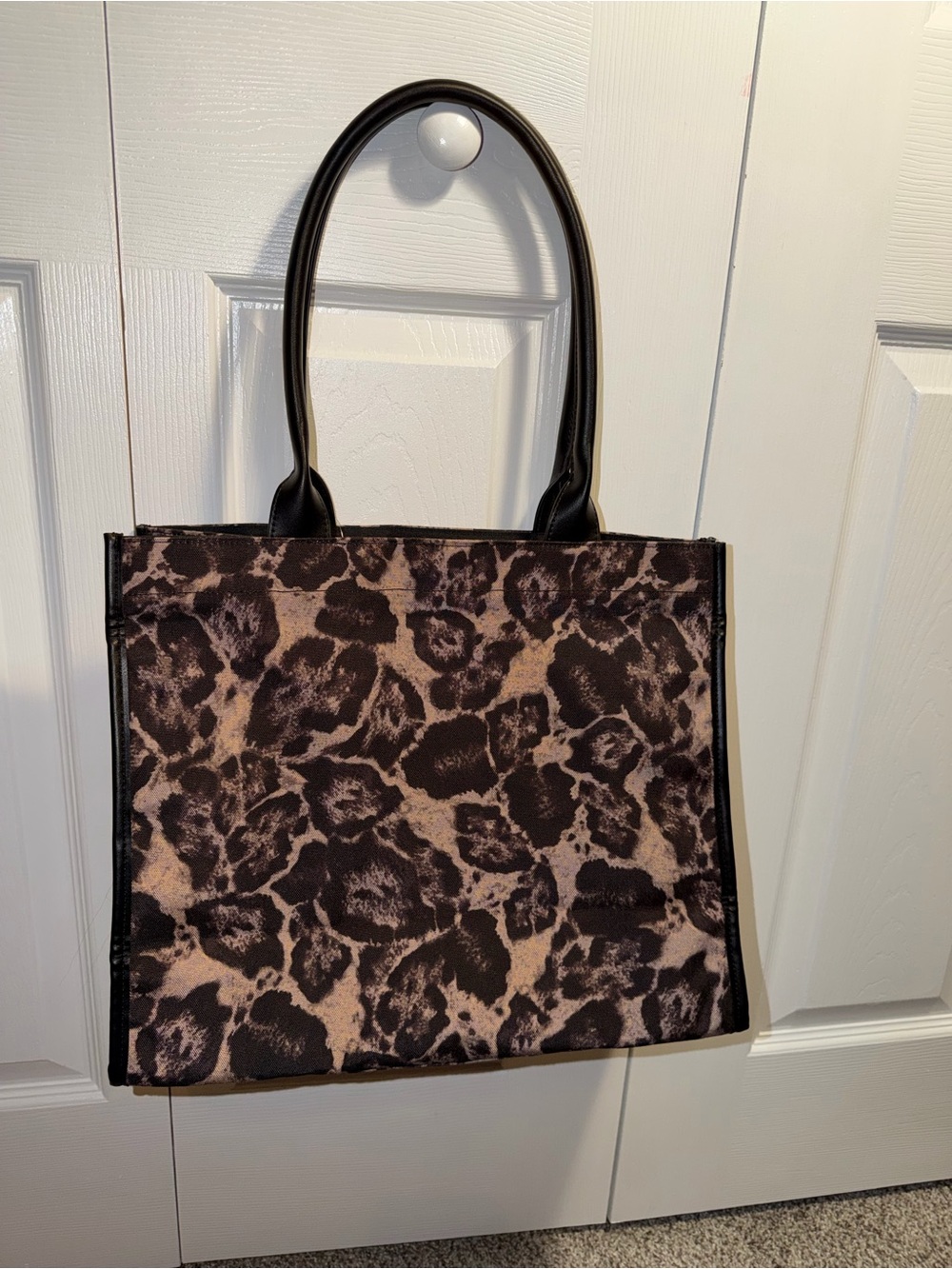 White House Black Market Print Tote in Black and Brown